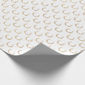 Elegant wit goud glitter schattig rendier gewei cadeaupapier (Hoek)