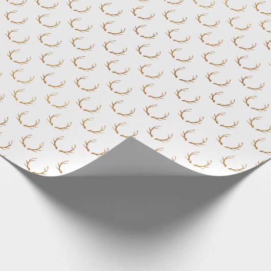 Elegant wit goud glitter schattig rendier gewei cadeaupapier (Hoek)
