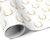 Elegant wit goud glitter schattig rendier gewei cadeaupapier (Rol Hoek)
