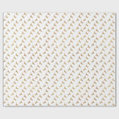 Elegant wit goud glitter schattig rendier patroon cadeaupapier (Vlak)