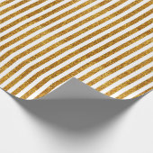 Elegant wit goud glitter streep patroon feestelijk cadeaupapier (Hoek)
