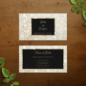 Elegant Wit Goud Glitter Zwart en Goud Salon Visitekaartje