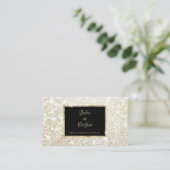 Elegant Wit Goud Glitter Zwart en Goud Salon Visitekaartje (Staand voorkant)