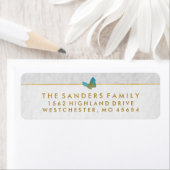 Elegant Wit Goud & Grijs Vlinder Retouradres Etiket (Insitu)