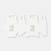 Elegant Wit Goud Hart Monogram B Bruiloft Gift Bedankdoosjes (Uitgevouwen)