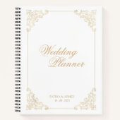 Elegant Wit Goud Islamitische Moslim Bruiloft Plan Notitieboek (Voorkant)