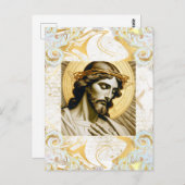 Elegant Wit & Goud Jesus Inspirerend Christelijk Briefkaart (Voorkant / Achterkant)