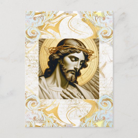Elegant Wit & Goud Jesus Inspirerend Christelijk Briefkaart (Voorkant)