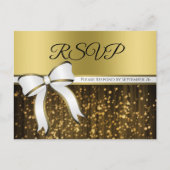 Elegant Wit & Goud Lint Glamoureuze Bruiloft RSVP Briefkaart (Voorkant)