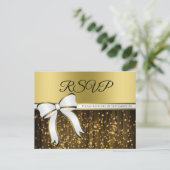 Elegant Wit & Goud Lint Glamoureuze Bruiloft RSVP Briefkaart (Staand voorkant)