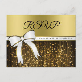 Elegant Wit & Goud Lint Glamoureuze Bruiloft RSVP Briefkaart