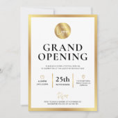 Elegant Wit Goud Logo Nieuw Bedrijf Openingsevenem Kaart (Voorkant)