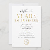 Elegant Wit & Goud Logo Zakelijk Jubileum Kaart (Voorkant)