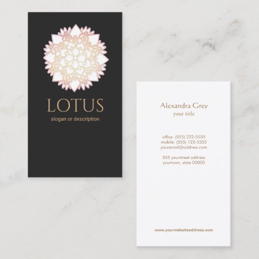 Elegant Wit Goud Lotus Visitekaartje (Voorkant / Achterkant)