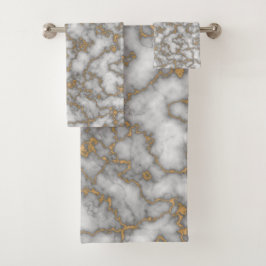Elegant Wit Goud Marmer Bad Handdoek
