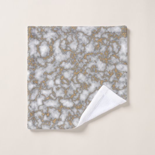 Elegant Wit Goud Marmer Bad Handdoek (Wasdoekje)