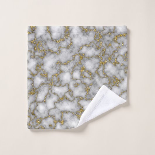 Elegant Wit Goud Marmer Bad Handdoek (Wasdoekje)