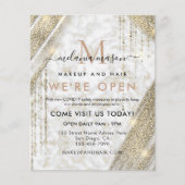Elegant Wit Goud Marmer Grote Opening Salon Flyer (Voorkant)