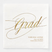 Elegant wit & goud minimalistisch Afstudeerder kal Servet (Voorkant)