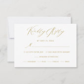 Elegant Wit Goud Modern Script Bruiloft RSVP Kaart (Voorkant)