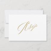 Elegant Wit Goud Modern Script Bruiloft RSVP Kaart (Achterkant)