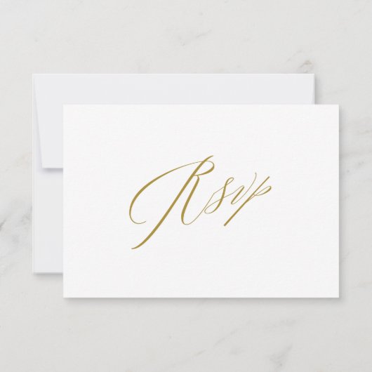 Elegant Wit Goud Modern Script Bruiloft RSVP Kaart (Achterkant)