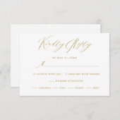 Elegant Wit Goud Modern Script Bruiloft RSVP Kaart (Voorkant / Achterkant)