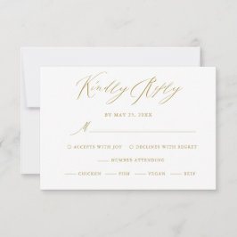 Elegant Wit Goud Modern Script Bruiloft RSVP Kaart