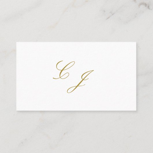Elegant Wit Goud Modern Script Monogram Bruiloft Plaatskaartje (Achterkant)