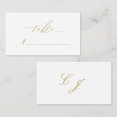 Elegant Wit Goud Modern Script Monogram Bruiloft Plaatskaartje (Voorkant / Achterkant)