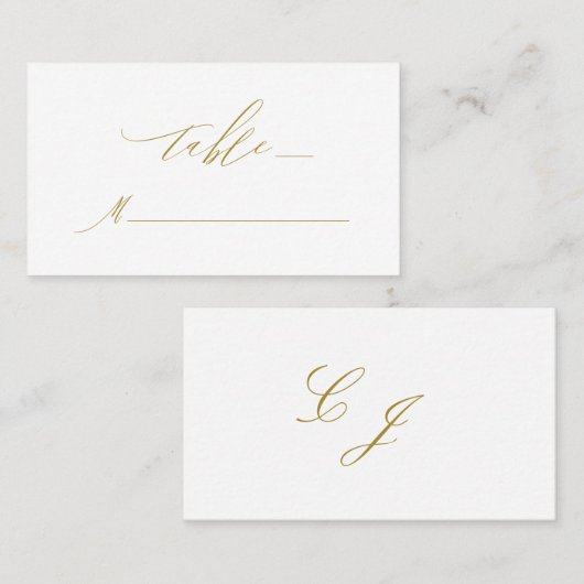 Elegant Wit Goud Modern Script Monogram Bruiloft Plaatskaartje (Voorkant / Achterkant)