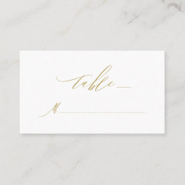 Elegant Wit Goud Modern Script Monogram Bruiloft Plaatskaartje