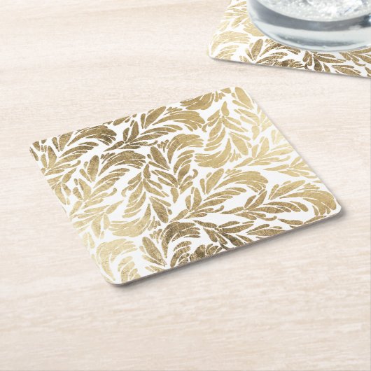 Elegant wit goud moderne bloemendodemker kartonnen onderzetters (Schuin)