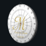 Elegant Wit Goud Monogram Initiaal Naam Custom Dartbord<br><div class="desc">Elegant Wit en Goud Monogram Initiaal Naam Custom Dart Board</div>