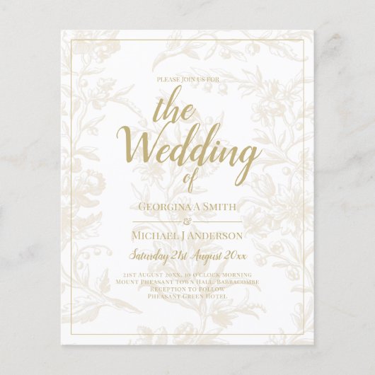 Elegant wit goud patroon moderne bruiloft (Voorkant)
