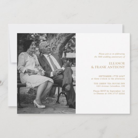 Elegant Wit & Goud Persoonlijke 50ste Verjaardag Kaart (Achterkant)