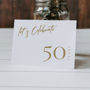 Elegant Wit & Goud Persoonlijke 50ste Verjaardag Kaart