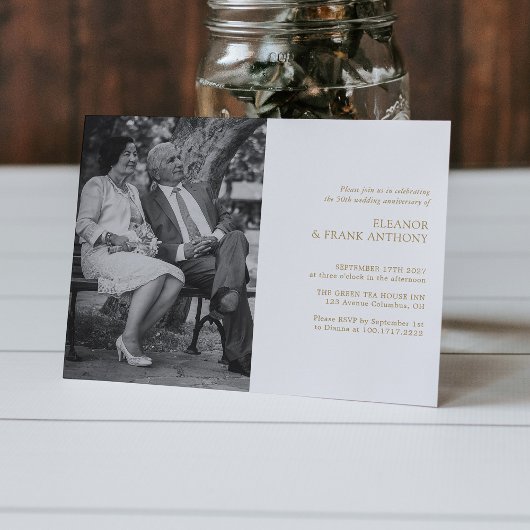 Elegant Wit & Goud Persoonlijke 50ste Verjaardag Kaart