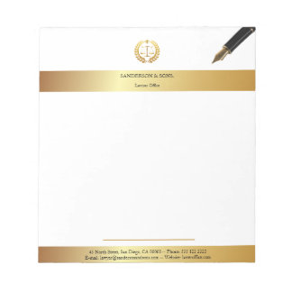 Elegant Wit & Goud | Professionele Kantooradvocaat Notitieblok