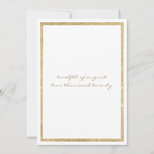 Elegant wit goud roze glitter bloemenbruiloft kaart (Achterkant)