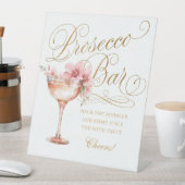 Elegant Wit Goud Roze Prosecco Bar Pedestal Sign Reclamebord Met Voetstuk (Insitu)
