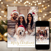 Elegant Wit Goud Script 2 Foto Kerstmis Feestdagenkaart