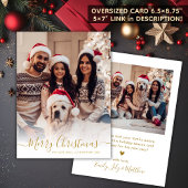 Elegant Wit Goud Script 2 Foto Kerstmis Feestdagenkaart