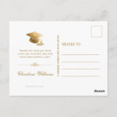 Elegant Wit Goud Script Afstuderen Dank u Briefkaart (Achterkant)