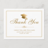 Elegant Wit Goud Script Afstuderen Dank u Briefkaart (Voorkant)