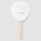 Elegant Wit Goud Script Huwelijksprogramma Handwaaier (Achterkant)