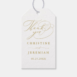 Elegant Wit Goud Script Namen Bruiloft Dank u Cadeaulabel