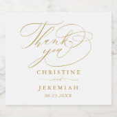 Elegant Wit Goud Script Namen Bruiloft Dank u Sparkling Wijnetiket (Enkel label)