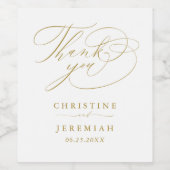 Elegant Wit Goud Script Namen Bruiloft Dank u Wijn Etiket (Enkel label)