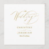 Elegant Wit Goud Script Typografie Bruiloft Programmakaart (Voorkant)